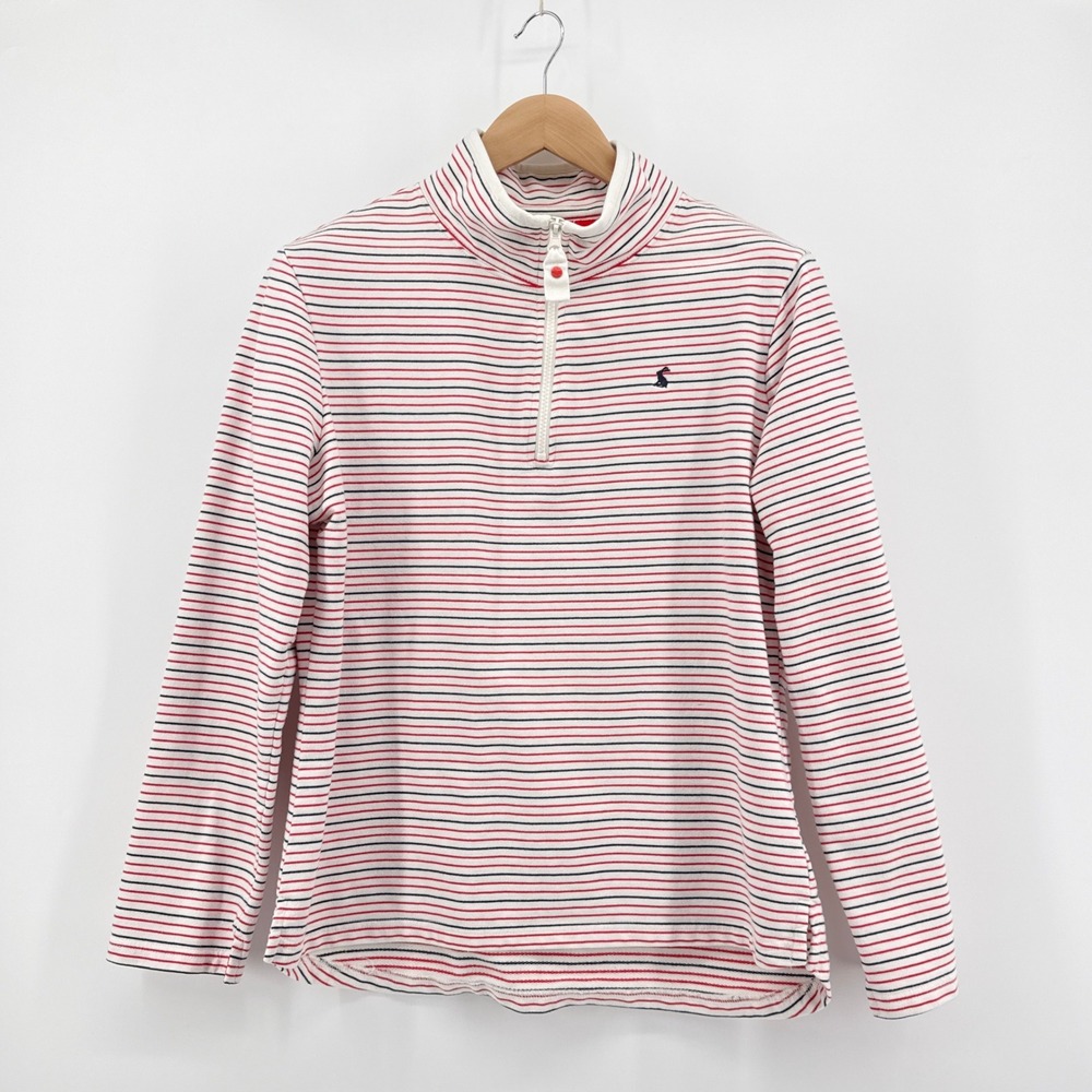 Joules Pip Striped Quarter Zip Sweatshirt‎ Pullover Red Navy White US 14 Coastal